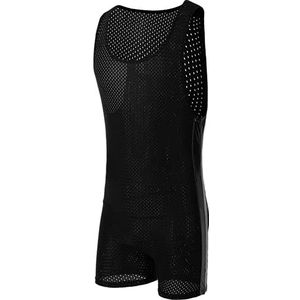 Juflam Heren worstelsinglet atletisch tricot body gym sportkleding onderhemd (X-Large, zwart), zwart, XL