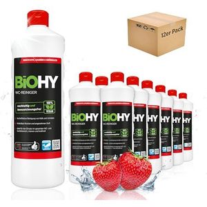 BiOHY WC Reiniger (12 x 1l Fles) | EXTRA STRONG | Profi-bio-concentraat | Viskeuze reinigingsgel | Ideaal tegen urinesteen (WC-Reiniger)