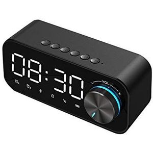 Yumira Radiowekker, Bluetooth luidspreker, dubbel wekkerdesign met led-display en spiegeloppervlak, digitale Bluetooth 5.0 wekker