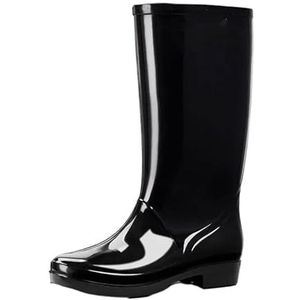 Tuinschoenen for dames, waterdichte regenlaarzen for dames - comfortabel interieur, brede kuitlaarzen for dames - gemakkelijk aan en uit te trekken(Black_37)