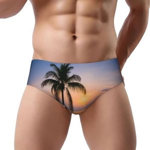 ELSMZXZD Herenslips, ondergoed, palmboom, rekbare driehoekige slips voor heren, zacht, comfortabel en ademend, 3d, S