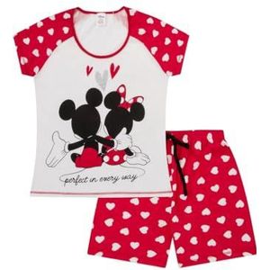 Disney Minnie en Mickey Mouse Perfect In Everyway korte damespyjamaset voor dames, Wit, 44-46