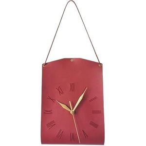 Keukenklok Woonkamer Klok， Tasvormige Creatieve Wandklok Moderne Kunstklok Stille Lederen Persoonlijkheid Kunstornament Kantoor Wandklok (Color : Rot, Size : 25 * 55.5cm)