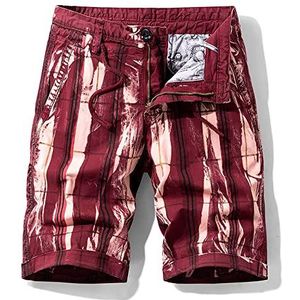 LIMILI Heren shorts Cotton Print Cargo Shorts Heren Zomer Casual Breeches Bermuda Jeans voor Beach Korte Broek Heren, 015, 38