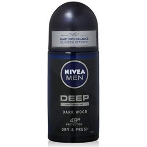 NIVEA MEN Deep Dry & Clean Roll-On Deodorant, 50 ml, anti-transpirant voor een schoon huidgevoel, deodorant met 48 uur bescherming.