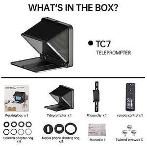 Teleprompter, Teleprompter Opvouwbare draagbare teleprompter for telefooncamera for live interview for 7,9 inch tablet-smartphone, Online onderwijs livestreaming(Nero)