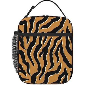 YUNWEIKEJI Tiger Skin Design Lunch Bag, Duurzame Geïsoleerde Lunch Box Herbruikbare Volwassenen Tote Bag Herbruikbare Koeltas