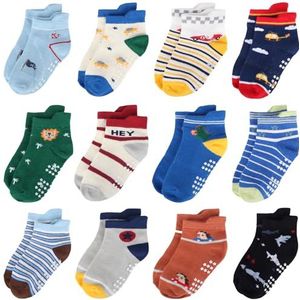 Yafane 12 paar kindersokken van katoen, ademend, multisize van 0 tot 7 jaar, sokken voor pasgeborenen, uniseks, sokken voor meisjes en jongens, 1-3 anni