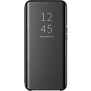 Alamo Mirror Folio Case voor Samsung Galaxy A52 / A52 5G / A52S 5G, premium Smart View Cover met helder tijdvenster - zwart
