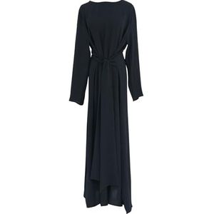 Jazvano Abaya-jurk voor moslim, eid, gebedjurk, Dubai, maxi-kaftan, islamitische salah, dagjurk, zachte moslimkleding, zwart, M-L