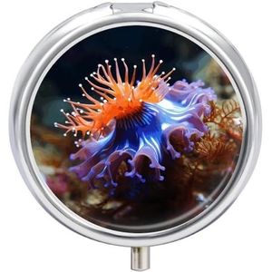 Ronde Draagbare Pil Dispenser Prachtig Nudibranch Gedrukt Travel Medicatie Organizer 3 Compartiment Geneeskunde Opbergdoos met Spiegel