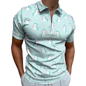 Paisley patroon poloshirt voor mannen casual rits kraag T-shirts golf tops slim fit
