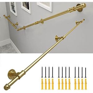 Gouden trapleuning - Complete set, trapleuningen voor trappen Badkamerlofts, balusters Handleuning Veiligheid Antislip trapleuning met muurbeugels (Size : 350cm)