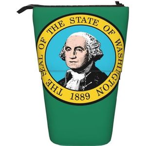 Evengigy Washington Vlag Print Leuke Etui Met Ritssluiting Verstelbare Stand Potlood Houder Grappige Make-Up Tas, Zwart, Eén maat, Tas Organizer