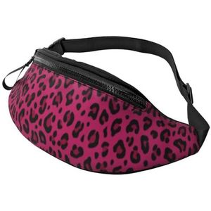 Fanny Pack, hardloopriemtas, heuptas, reistas, borsttas, crossbody tassen, unisex, liefde luipaardprint in felroze, zoals afgebeeld, Eén maat