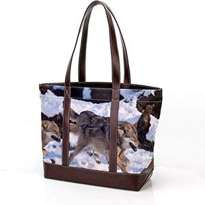 Laptop Tote tas met witte paardenprint, draagtas casual canvas zakelijke werk draagtas aktetas voor computer school kantoor