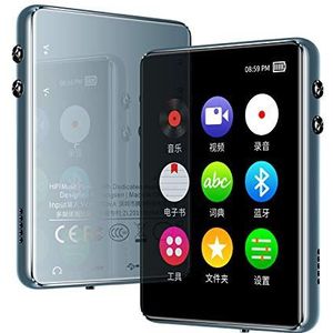 Originele metalen MP3-speler Bluetooth 5.0 touchscreen 2.4 inch ingebouwde luidspreker 16G met e-book radio-opname video afspelen (Zilver)