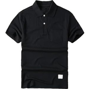 Dvbfufv Heren zomer vintage casual poloshirt heren eenvoudig shirt korte mouwen heren jeugd T-shirt, Zwart, L