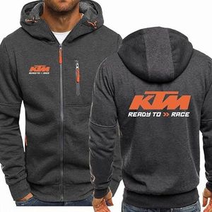 REVALV Heren Sweatshirt Jas K.T.M Gedrukt Hoodie Lange Mouwen Rits Vest-Donkergrijs||L