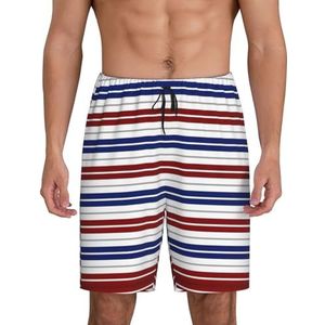 Heren Rood Blauw Wit Grijs Strepen Print Lounge Shorts Pyjama Bottoms Nachtkleding Shorts Kerst Shorts Losse Sportbroek, Zwart, L