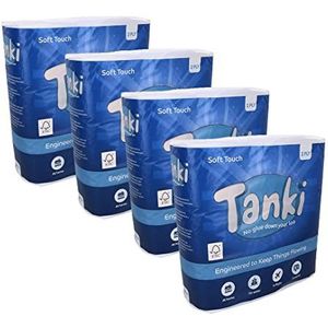 Tanki Duurzaam Toiletpapier | 36 rollen, 2-laags, 200 vellen per stuk | UK Made | Non-blocking, eco-vriendelijk, septisch veilig zacht & sterk toiletrol | (4 x 9 rollen)