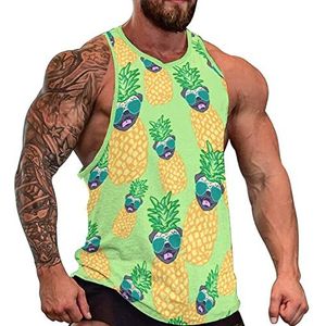Grappige ananas mopshond heren tanktop mouwloos T-shirt pullover gym shirts workout zomer T-shirt
