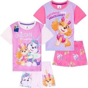 Get Trend Meisjes Pyjama 2 Pack Korte Mouw Leuke PJ's Kawaii Pyjama voor Kinderen Tieners, Paarse Paw Patrol, 3-4T