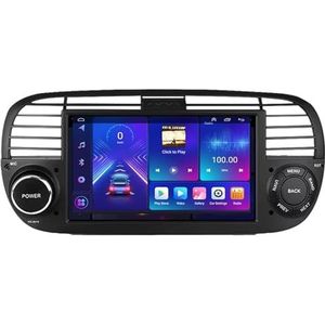 Dubbele DIN Android 14 autoradio voor Fiat 500 2007~2015 7 Duim QLED Touch screen-met Draadloze Carplay Android Auto GPS navigatie 4G WiFi Stuurwielbediening achteruitrijcamera(A,P4 4G+WIFI 8Core 2G+3