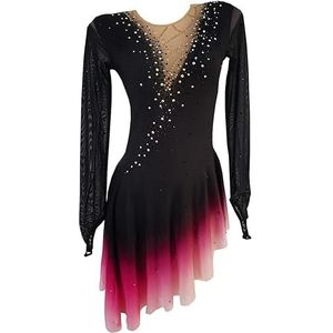 A,11/13,PONNYC Dames Figuur Schaatsrok Modeverloop Schaatsen Wedstrijdjurk Lange Mouw Artistieke Gymnastiek Trikots Handgemaakte Winter Sport Kleding