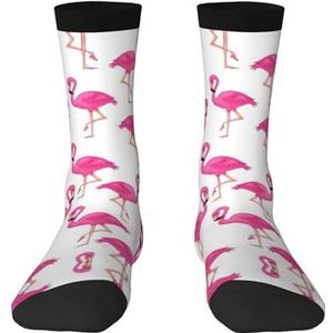 Roze Flamingo Volwassen Grappige 3d Sokken Crew Sokken Nieuwigheid Sokken Gag Cadeaus, Zachte Gezellige Sokken., 2 Zwart-1, Eén Maat