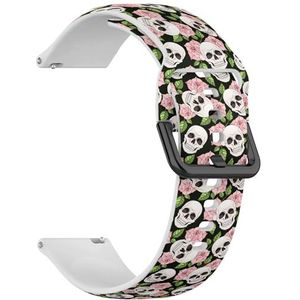 RYANUKA Compatibel met Amazfit GTR 2e / GTR 2 / GTR 3 Pro/GTR 3 / GTR 4 (Gothic Roses Skulls) 22 mm zachte siliconen sportband armband armband, Siliconen, Geen edelsteen