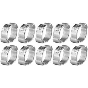 10 stks Slangklemmen, Verzinkt Roestvrij Staal Twee-oor Slangklem 5-23mm voor Fule Benzine Buis, Instelbare Buisklem(13-15Mm)