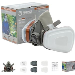 RHINO Gezichtshoes voor verf, stof, deeltjes, chemicaliën, polijstmachine, organische stoom, pollen en chemicaliën, met wattenfilters