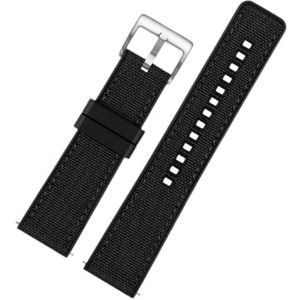 LUGEMA Nylon Canvas Rubber Horlogeband Heren Siliconen Bodem Waterdichte Vlindergesp Polsband Armband Accessoires 20mm 22mm 24mm (Color : Black 01, Size : 20mm)