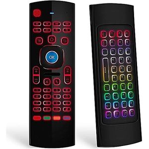 SHAPOKY Muis voor Tv Box, Mini Draadloze Toetsenbord Afstandsbediening Muis Controle met RGB Backlit MX3 Pro IR Leren