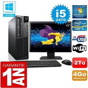 Lenovo PC M92p SFF Core I5-3470 RAM 4Go schijf 2 naar wifi W7 scherm 19 inch (gereviseerd)