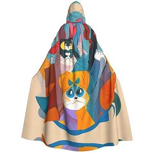 SSIMOO Mooie Cartoon Katten Halloween Hooded Mantel, Volwassen Party Decoraties, Vampier Hooded Mantel, Cosplay Kostuums