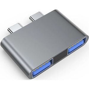 Dual USB C HUB Adapter for MacBook Pro Air Docking Station Type-C 100 W PD USB 3.0 40 Gbps Laptop Draagbare OTG Converter Mini Hab(USB3.0-USB3.0)