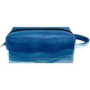 Opknoping cosmetische tas, Aquarel esthetische blauwe sneeuwvlok & bessen waterbestendig toilettas voor vrouwen heren meisjes kinderen, Draagbare lederen make-up kleine tas, Multi kleuren 06, 8.2x3.1x3.5 in/21x8x9 cm,