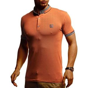 Leif Nelson LN4875 T-shirt voor heren, polokraag, slim fit, katoenaandeel, basic, zwarte poloshirts met lange mouwen, wit poloshirt, korte mouwen, lange mouwen, rood bruin, S