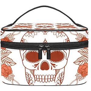 Horror skelet make-up organizer tas, reismake-up tas organizer case draagbare cosmetische tas voor vrouwen en meisjes toiletartikelen, Meerkleurig, 22.5x15x13.8cm/8.9x5.9x5.4in