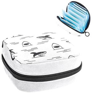 Maandverband Opbergtas, Periode Kit Bag voor School, Menstruatie Cup Pouch, Maandverband Pads Organizer Bag, Black Shark
