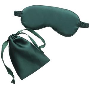Zijden slapend oogmasker met draagtas, tas voor reizen, slaap, oogschaduw voor vrouwen, man, dutje, comfortabele ooglapje, helpt bij het rusten (donkergroen)