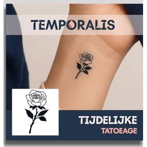 Rozen tattoo – Temporalis® | Tijdelijke tatoeages voor vrouwen & mannen – Nep tattoo vegan & waterbestendig – EU-cosmetica – Blijft 1-2 weken [ Tatoeage Bloeiende Roos ]