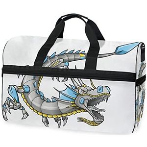 Dragon Animal Cartoon Zwarte Sport Zwemmen Gym Tas Met Schoenen Compartiment Weekender Duffel Reistassen Handtas Voor Vrouwen Meisjes Mannen