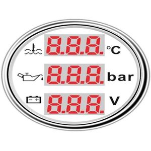 Digitale 52 mm meter 3-in-1 multifunctionele toerenteller/watertemperatuurmeter/oliedrukmeter/voltmeter/brandstofmeter for auto en boot voor brandstoftankniveaubewaking(J)