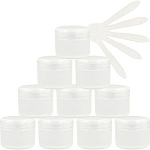Reizen cosmetische containers, reisflessen potten, 12 stuks lege 50 ml roze plastic cosmetische potten met schroefdeksel, 50 g kleine pot met binnenvoering for cosmetische reisgel lippenbalsem + 5X sp
