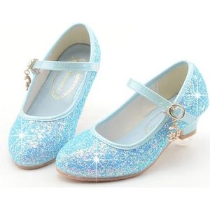 Glitter Kinderen Dansschoenen Glitter Kinderen Dansschoenen Herfst Hoge Hakken for Meisjes Prinses Bling Glitter Leren Schoenen Kinderen Mode Pailletten(Blue,36 EU)