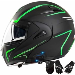 Bluetooth-motorhelm, DOT/ECE-goedgekeurde modulaire integraalmotorhelmen Dual Vizier Motor Street Bike Racing Motocross-helm for heren Dames ( Color : Transparent , Size : S )
