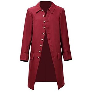 BLESSUME Steampunk Victoriaanse jurk jas koloniale mannen jas, Rood 1, L